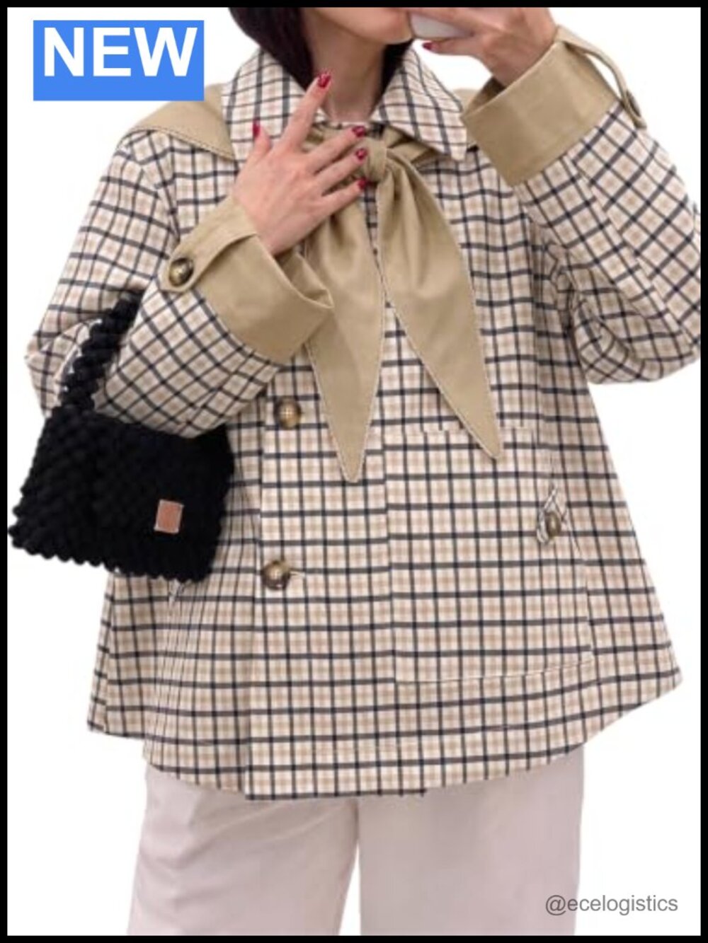 Cropped Trench Coat with Detachable Scarf Polyester Single Breasted Cape Jacket